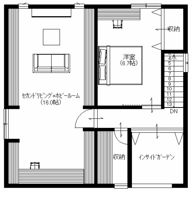 8x8 CUBO [TypeC] オープンキッチンスタイル(ゾーン収納/分散配置)2F